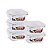 Kit 5 Potes Vidro Hermético Trava Quadrado 320ml Marmita - Imagem 1