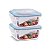 Kit 2 Potes Vidro Hermético Trava Quadrado 800ml Marmita - Imagem 1