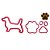 Kit 2 cortadores Pasta Doce Impresso Festa Animal Infantil Cachorro Basset Salsicha Pata Dog - Imagem 1