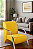 Poltrona Decorativa Com Braços em Alumínio Para Sala, Recepção e Escritórios - Amarelo - Imagem 1
