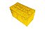 Puff Baú Retangular Estofado Com Pistão á Gás Para Sala, Quarto e recepção - Amarelo - Imagem 2