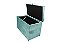 Puff Baú Retangular Estofado Com Pistão á Gás Para Sala, Quarto e recepção - Azul  Tiffany - Imagem 3