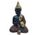 Buda Tailandês Meditando Sentado Yoga Preto Marrom 12 cm - Imagem 1