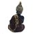 Buda Tailandês Meditando Sentado Yoga Preto Marrom 12 cm - Imagem 3