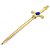 Adaga Decorativa Cigana Metal Gold Brilho 15 cm Pedra Azul - Imagem 1