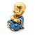 Buda Baby Orando Dourando Azul Brilhante Buda 9 cm - Imagem 3