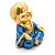 Buda Baby Meditando Dourando Azul Brilhante Buda 9 cm - Imagem 3