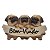 Enfeite Trio de Pug Placa de Bem Vindo em Resina 10 cm - Imagem 1