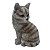 Enfeite de Resina Gatinho Cinza Decorativo Sala Jardim11 cm - Imagem 1