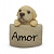 Estatueta Delicada Cachorrinho Golden Plaquinha Amor 7 cm - Imagem 1
