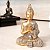 Trio Buda Tailandês Meditando Dourando Brilhante Buda 9 cm - Imagem 5