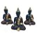 Trio de Budas Tailandeses Meditando Yoga Preto Marrom 12 cm - Imagem 1