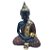 Trio de Budas Tailandeses Meditando Yoga Preto Marrom 12 cm - Imagem 4