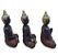 Trio de Budas Tailandeses Meditando Yoga Preto Marrom 12 cm - Imagem 2