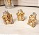 Trio Ganesha da Sorte Hindu Sorrindo Felizes Dourado Brilho - Imagem 2