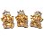 Trio Ganesha da Sorte Hindu Sorrindo Felizes Dourado Brilho - Imagem 1