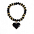 Pulseira Coração Preto Cristal com Detalhes Dourados - Imagem 1