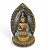 Porta Velas Buda e Folha Bronze Brilhante Meditando 14 cm - Imagem 1