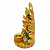 Porta Velas Buda e Folhas Dourado Brilhante Meditando 15 cm - Imagem 2