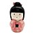 Enfeite Japonesa Kokeshi Rosa Paz e Alegria Cerâmica - Imagem 1