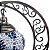 Abajur Lua Turco Mosaico Metal Colorido Azul e Branco 40 cm - Imagem 3