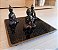 Bandeja Lavabo Sala Vidro Craquelado Preto e Dourado 15cm - Imagem 2