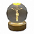 Bola de Cristal Luminárial Jesus Cristo e Base Madeira 8 cm - Imagem 1