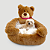 Cama de Pelúcia para Pets Urso Marrom com Laço Rosa - Imagem 1