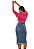 Saia Midi Botões Forrados Jeans Slim - Imagem 2