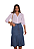 Saia Midi de Botões Jeans - Imagem 1