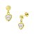 Brinco de Bolinha de Ouro 18K com Coração 4mm de Zircônia - Imagem 4