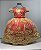 Vestido infantil Realeza  Vermelho com renda dourada luxo reinado - Imagem 1