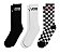 Meia Vans  - CLASSIC skate CREW 3 PACK SOCKS BLACK - white -CHECKERBOARD - Imagem 2