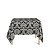 Toalha de Mesa Quadrada em Tecido Jacquard Preto e Cru Medalhão Tradicional - Imagem 1