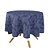 Toalha de Mesa Redonda em Tecido Jacquard Azul Marinho Medalhão Tradicional - Imagem 1