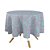 Toalha de Mesa Redonda em Tecido Jacquard Azul Tiffany e Rosa Medalhão Tradicional - Imagem 1