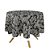 Toalha de Mesa Redonda em Tecido Jacquard Preto e Cru Medalhão Tradicional - Imagem 1