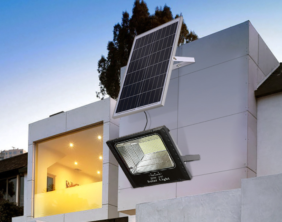 Refletor LED Solar 50W Branco Frio + Placa Solar + Controle Remoto - Imagem 2