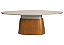 Mesa de Jantar Oval Vale em Laca Champanhe com Base Pinhão 2,20m x 1,10m - Imagem 1