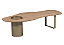 Mesa de Centro Lina Orgânica em MDF e Estrutura em Metal Champanhe - Imagem 1
