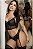 CROPPED SENSUAL BRANCO FEITO EM TULE COM LEVE BRILHO CALCINHA SEXY COM CINTA-LIGA - Imagem 1