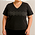 Blusa Básica Preta Plus Size feminina manga curta com DETALHE aplicação de RENDA 50-52 decote V - Imagem 4