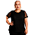 Blusa Básica Preta Plus Size feminina manga curta com DETALHE aplicação de RENDA 50-52 decote V - Imagem 5