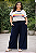 CALÇA PANTALONA AZUL MARINHO PLUS SIZE FEMININA MALHA LANZINHA INVERNO TAMANHOS GRANDES DO 42 AO 60 COM BOLSO CINTURA ALTA CÓS ELASTICO - Imagem 1