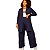 CASACO CARDIGAN FEMININO PLUS SIZE MALHA LANZINHA COM BOLSOS AZUL MARINHO TAMANHO GRANDE DO 42 AO 60 - Imagem 4