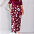 CALÇA PLUS SIZE FEMININA COM BOLSO ESTILO PIJAMA SOCIAL COM VIVO NAS LATERAIS EM CREPE ESTAMPADO FLORAL FUNDO BORDÔ TAMANHOS GRANDES DO 42 AO 60 PARA MULHERES - Imagem 2
