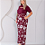 CALÇA PLUS SIZE FEMININA COM BOLSO ESTILO PIJAMA SOCIAL COM VIVO NAS LATERAIS EM CREPE ESTAMPADO FLORAL FUNDO BORDÔ TAMANHOS GRANDES DO 42 AO 60 PARA MULHERES - Imagem 7