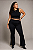 CALÇA FLARE FEMININA PRETA CURVY CINTURA ALTA COM DETALHE DE ZÍPER NA BARRA TAMANHO 42/44 PROMOÇÃO - Imagem 1