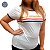 T-shirt Plus Size camiseta feminina longa Estampa silk em Listras 46-56 manga curta - Imagem 10
