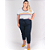 Camiseta t-shirt Feminina Plus Size longa em malha de viscose manga curta com estampa casual para mulheres tamanho grande - Imagem 6